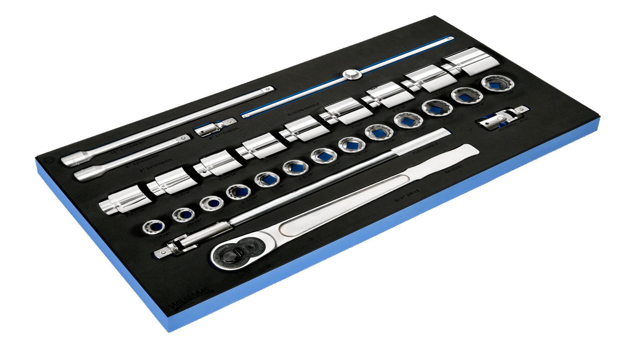 WilliamEstセット 29 piece 3/4 Drive 12 Point SAE Socket and Drive Tool Set in