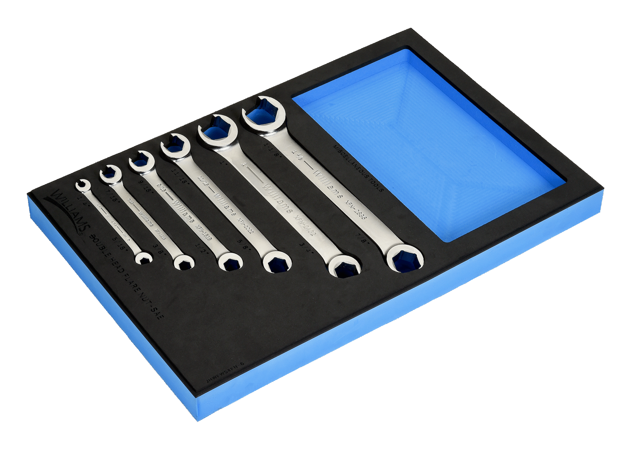 6 piece SAE Double Flare Nut Wrench Set in 1/3 Foam Drawer Insert