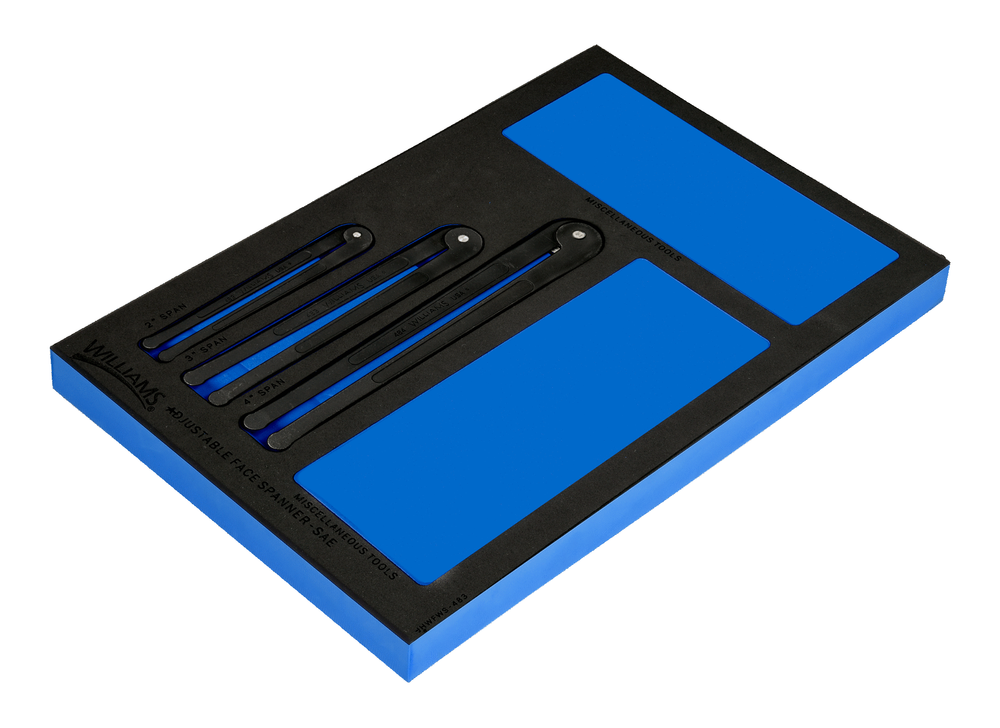 3 piece Adjustable Face Spanner Wrench Set in 1/3 Foam Drawer Insert