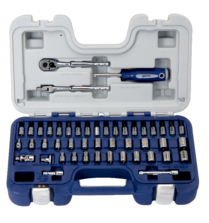 47 pc 1/4" Drive 6-Point SAE & Metric Socket and Drive Tool Set Rugged ...