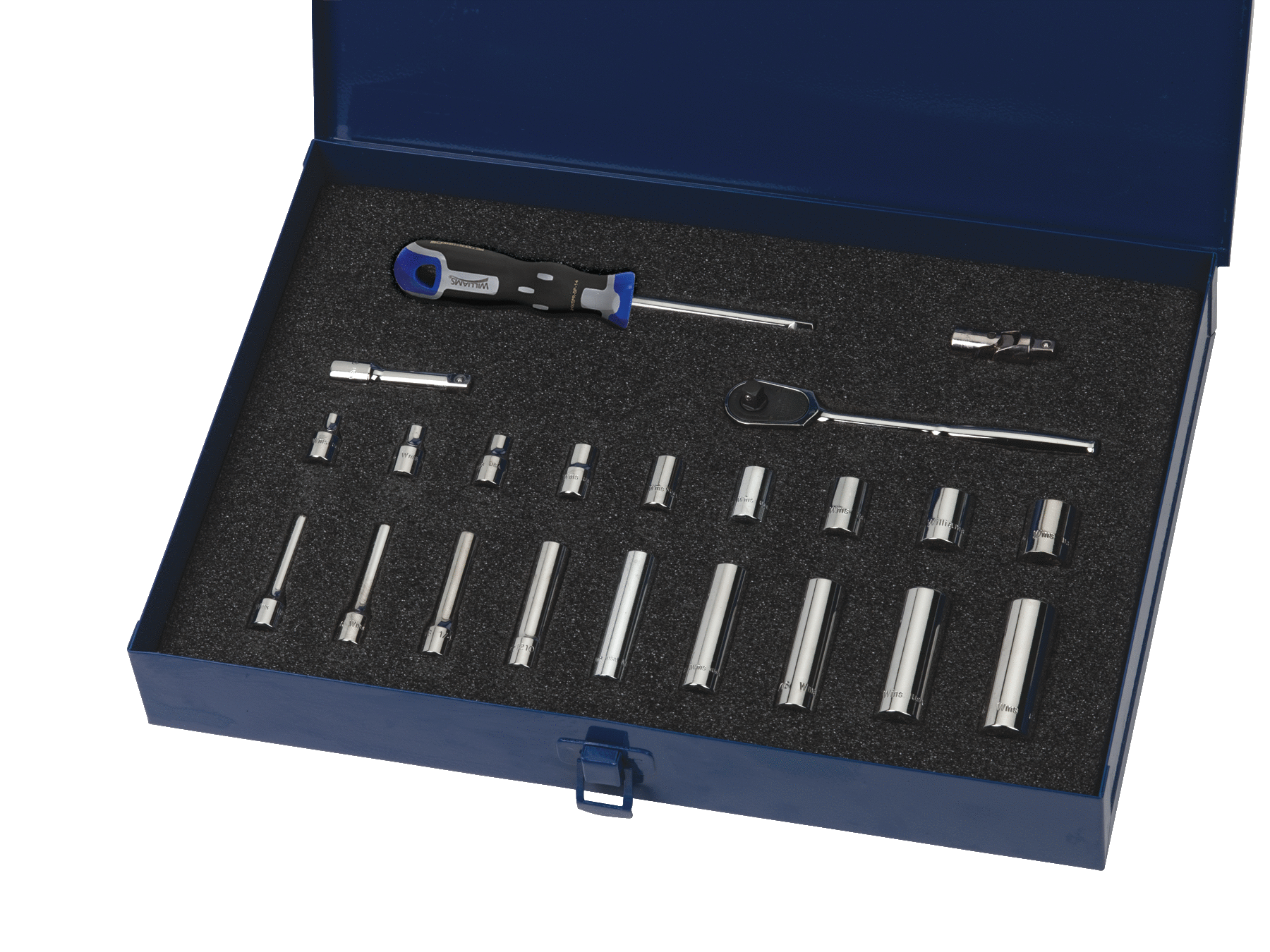 1/4 Drive Socket/Tool Set,12 Point, 22 Piece with Tool Box in Keep