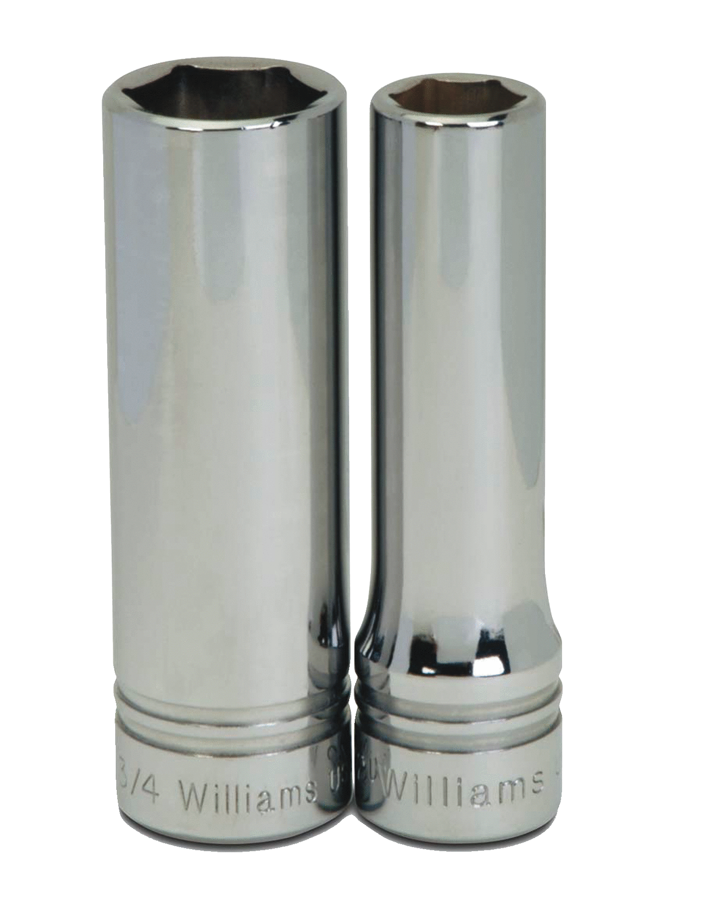 1/2" Drive Deep Sockets, 6 Point, High Polished Chrome Finish, SAE
