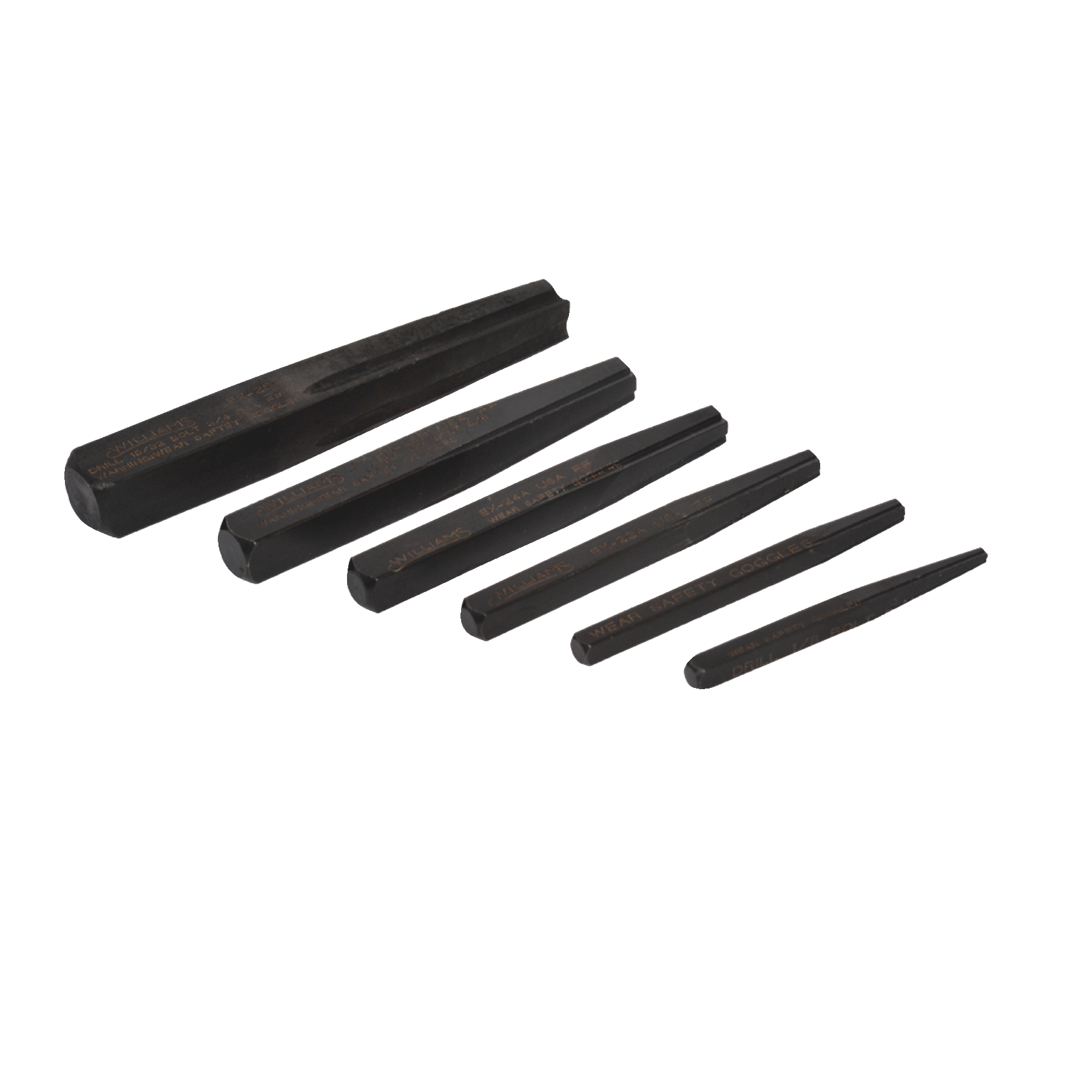 Fluted Screw Extractors, 6 Piece Set