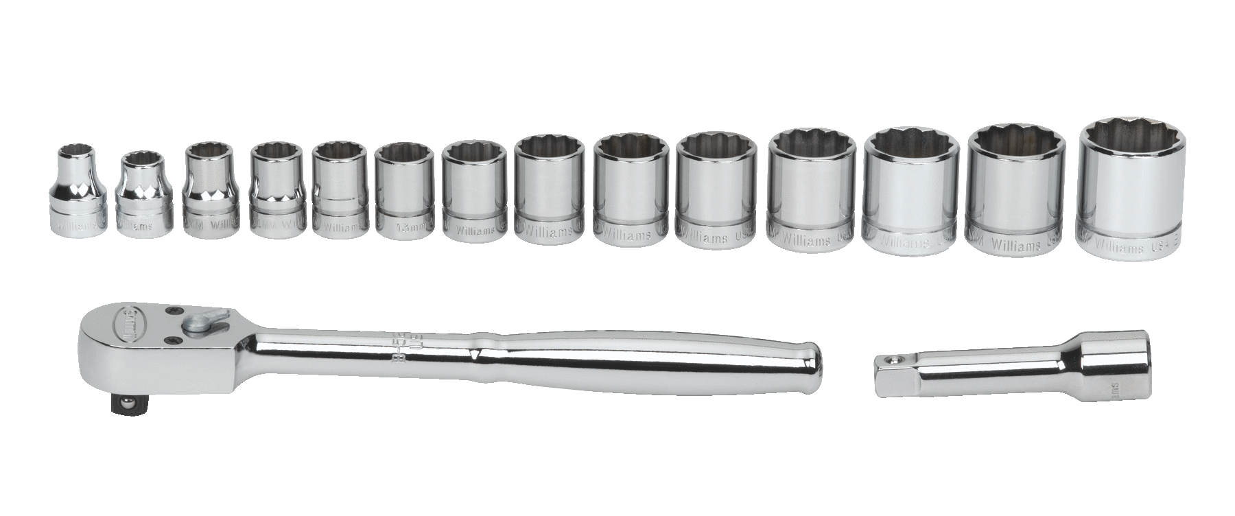 3/8" Drive Socket and Drive Tool Set, 12 Point, Metric, 16 Pieces, in Keep Safe Foam