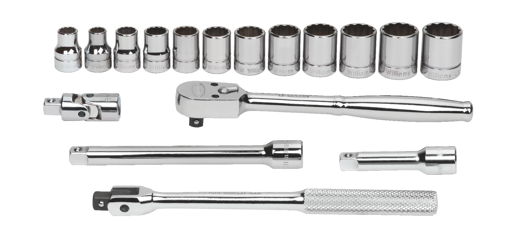 3/8" Drive Socket and Drive Tool Set, 12 Point, Metric, 17 Pieces, in Keep Safe Foam