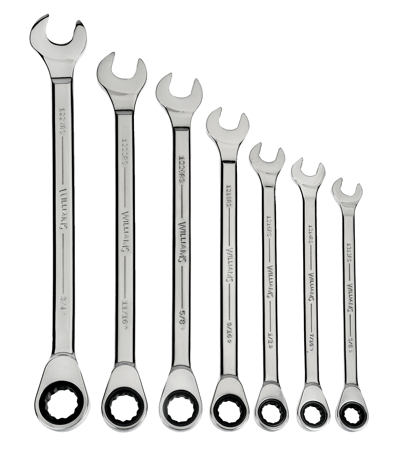 Standard Ratcheting Combination Wrenches, 7 Piece Set SNAPON
