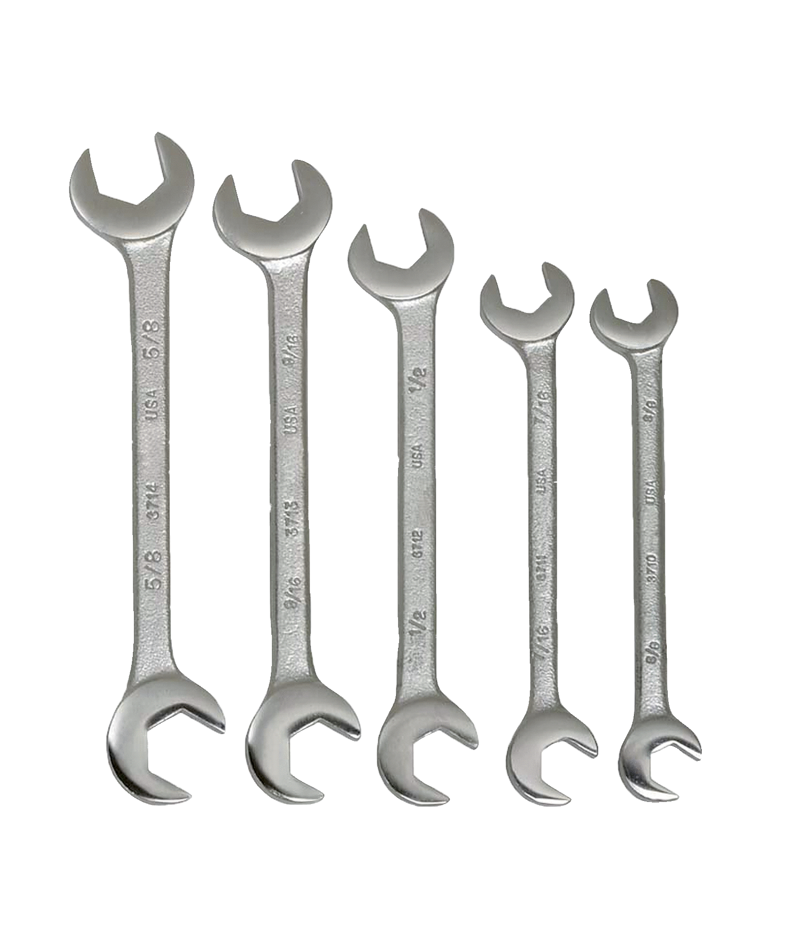 Chrome Satin Finish 5 Piece Double Open End Wrench Set, SAE SNAPON